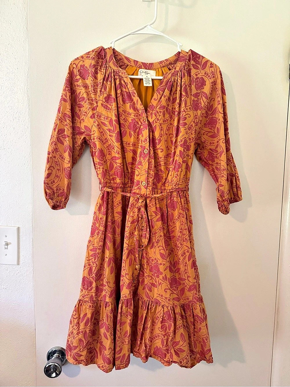 Jessica Simpson Floral Cotton Midi Dress Size Small Like New